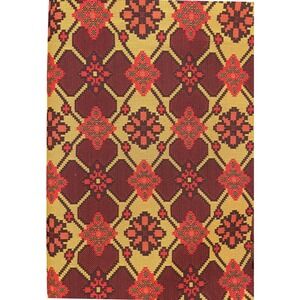 Vintage 70s Geometric Upholstery Fabric Boho Tile Retro Jacquard Brown Gold